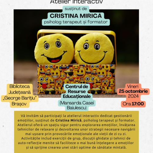 Biblioteca Județeană "George Barițiu" Brașov organizează o activitate dedicată emoțiilor