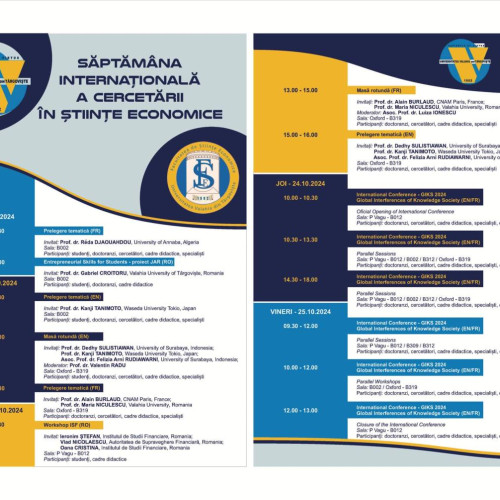 Săptămâna Internațională a Cercetării în Științe Economice la Universitatea Valahia din Târgoviște