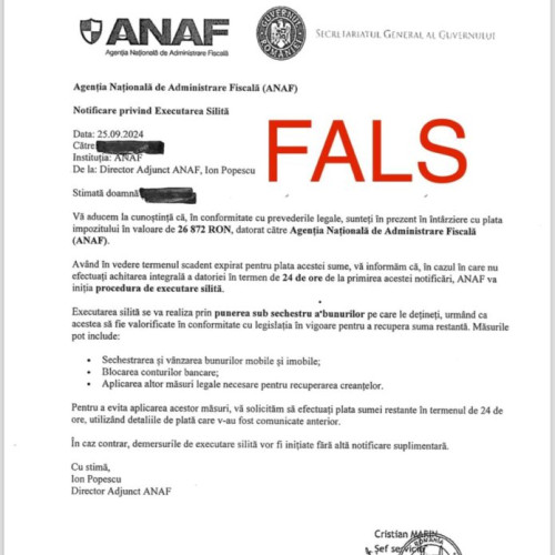 ANAF avertizează contribuabilii despre e-mailuri false