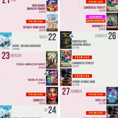 Oferta de proiecții de filme la Cinema Independenta din Târgoviște, între 21 și 27 octombrie 2024