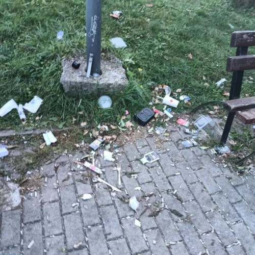 Parcul de pe Bulevardul Cetatea Fetei din Florești, transformat în ghenă de gunoi de către adolescenți