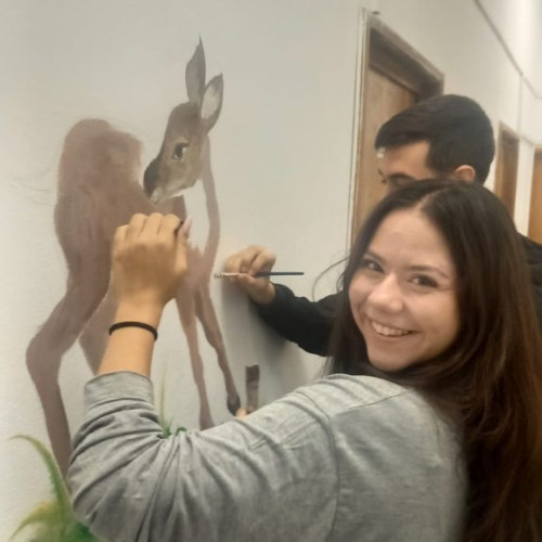 Elevii Liceului Vocational de Arte Plastice din Brașov dau viață pereților gri ai Agenției pentru Protecția Mediului