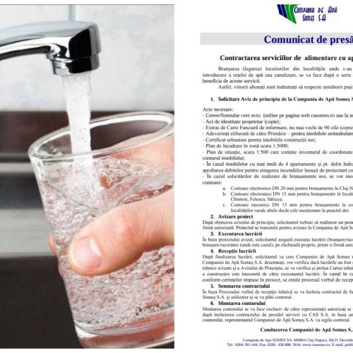 Ghid pentru contractarea serviciilor de apă și canalizare de la Compania de Apă Someș S.A.