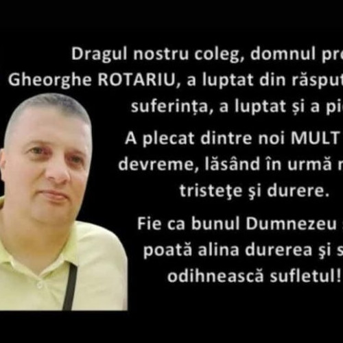 Tragedie în județul Botoșani: Profesorul Gheorghe Rotariu a murit la 40 de ani
