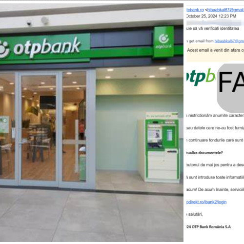 Mesaj fraudulos circulă pe emailurile angajaților din Cluj, pretinzând a fi de la OTP Bank