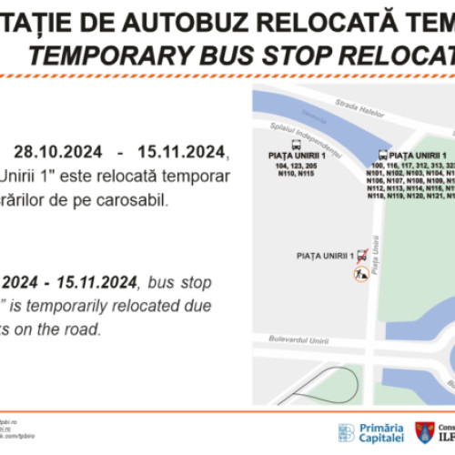 Stația "Piața Unirii 1" va fi relocată între 28 octombrie și 15 noiembrie 2024