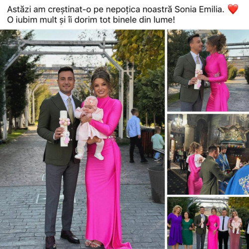 Valentin Sanfira și Codruța Filip își creștinează nepotica la Târgu Jiu