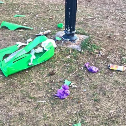 Coșuri de gunoi distruse în Parcul Rozelor, autoritățile chemați să intervină
