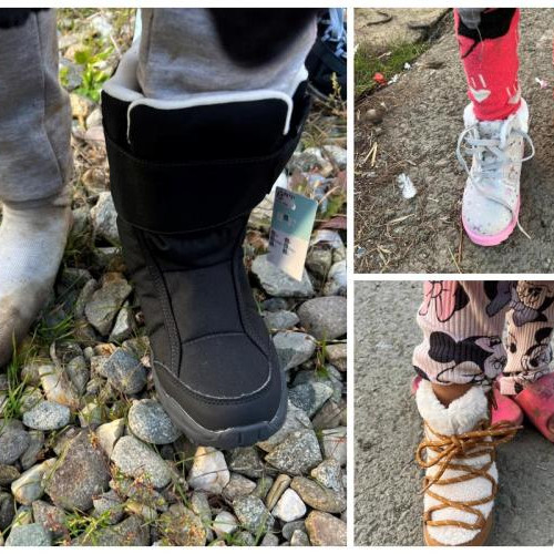 Rocsana Contras, eroină a voluntariatului, împarte ghete copiilor din Cluj