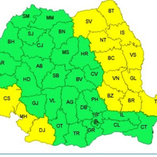 Cod galben de vânt în Vrancea și alte 10 județe
