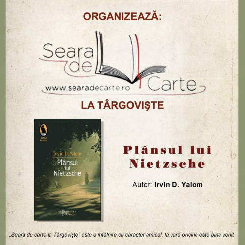 Seara de carte la Târgu Jiu: O discuție despre "Plansul lui Nietzsche"