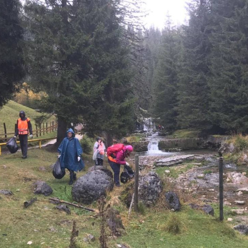 Echipa Asociației Montane Carpați, acțiune de ecologizare în zona Padina