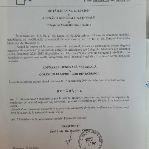 Colegiul Medicilor din România anulează voturile unor medici respectați din teritoriu