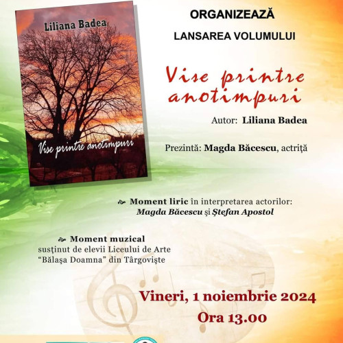 Lansarea volumului de poezii "Vise printre anotimpuri" la Biblioteca Județeană Dâmbovița