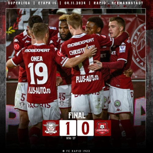 Rapid București câștigă meciul contra FC Hermannstadt cu 1-0