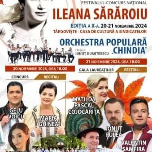 Festivalul - Concurs Național "Ileana Sărăroiu" va avea loc la Târgoviște