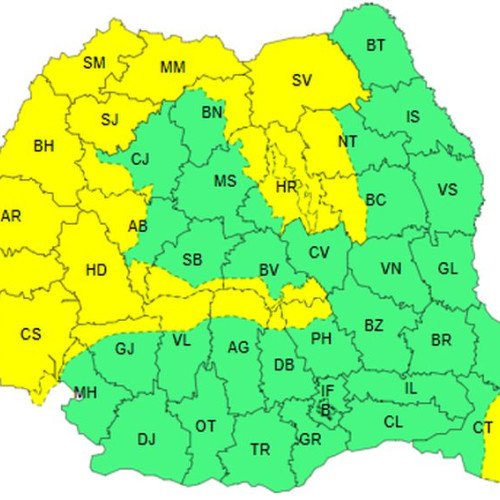 Avertizări de cod galben pentru ploi și ninsori în toată țara