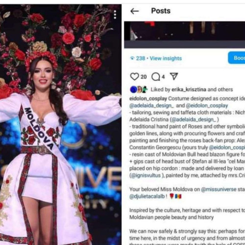 Djulieta Calalb, reprezentanta Moldovei la Miss Univers 2024, strălucește cu o ținută tradițională în Mexic