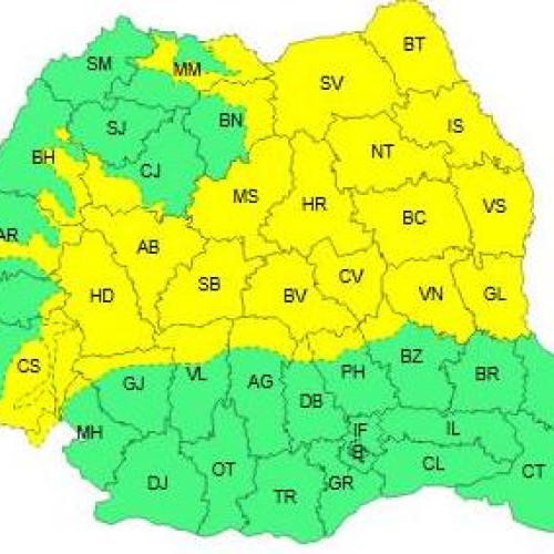 Alerte de vreme rea emise de Administrația Națională de Meteorologie