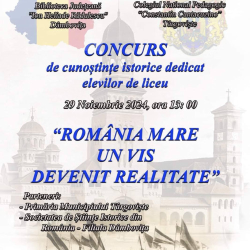 Concurs de cunoștințe istorice dedicat elevilor de liceu la Târgoviște