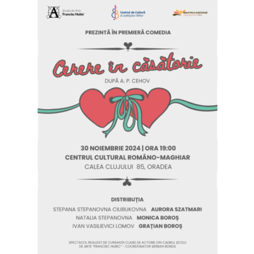 Spectacol de teatru "Cerere în căsătorie" la Școala de Arte "Francisc Hubic"