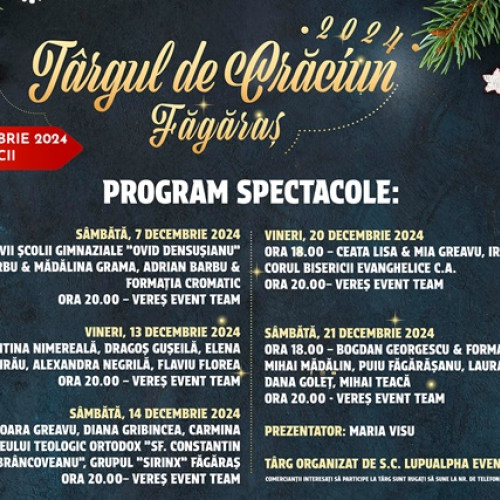 Târgul de Crăciun din Făgăraș începe pe 7 decembrie