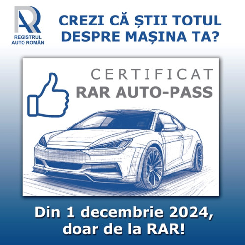 Registrul Auto Roman lansează certificatul RAR Auto-Pass – un document digital pentru transparență în achiziția autovehiculelor