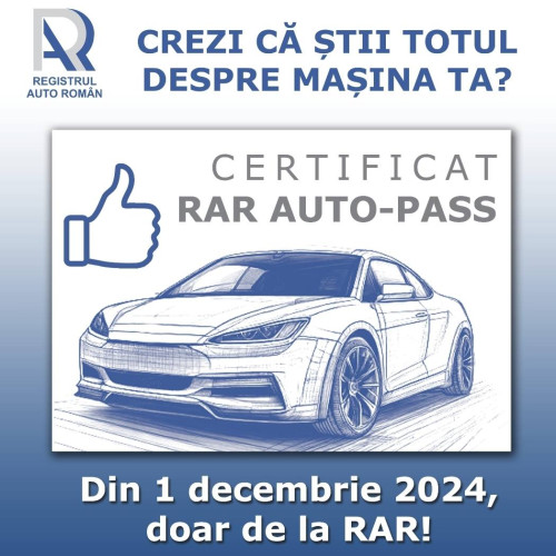 Registrul Auto Român lansează certificatul RAR Auto-Pass, document digital disponibil online