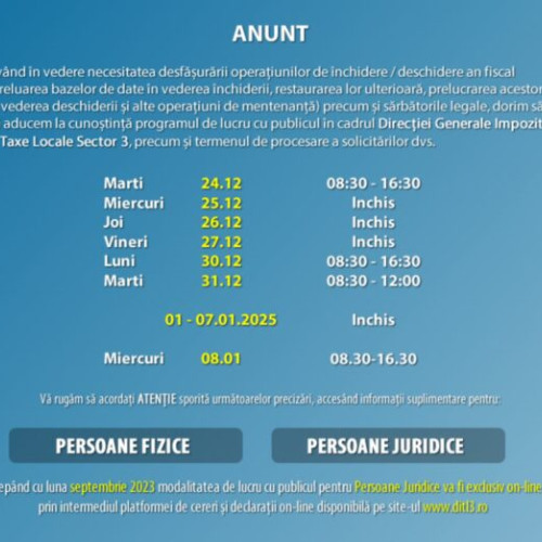 Primăria Sectorului 3 informează despre termenele pentru plată a impozitelor locale