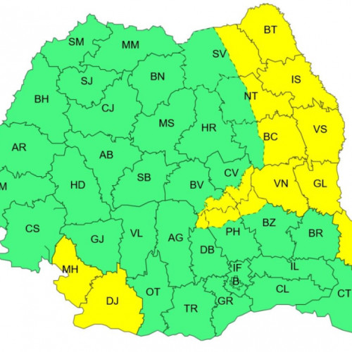 Avertizări meteorologice Cod galben pentru județul Galați