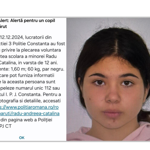 Dispariția unei tinere din Medgidia rezolvată rapid prin RO-ALERT