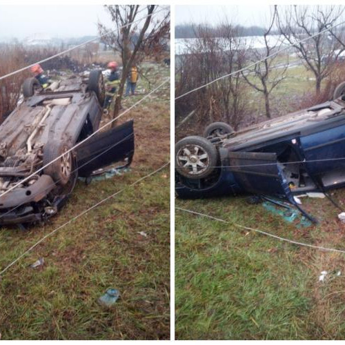 Accident rutier în Caseiu, Cluj: Soferul răsturnat în câmp