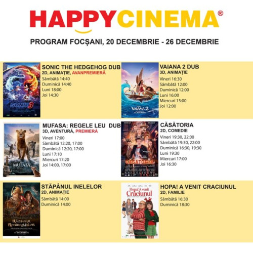 Proiecții de filme pentru weekendul acesta