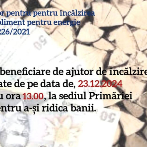 Ajutoare financiare pentru încălzire în Bucsani