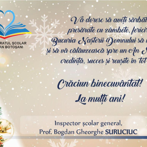 Urări de sărbători din partea inspectorului școlar general