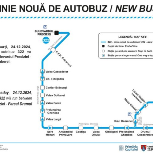 Locuitorii de pe Drumul Valea Larga vor avea o nouă linie de transport public începând cu 24 decembrie 2024