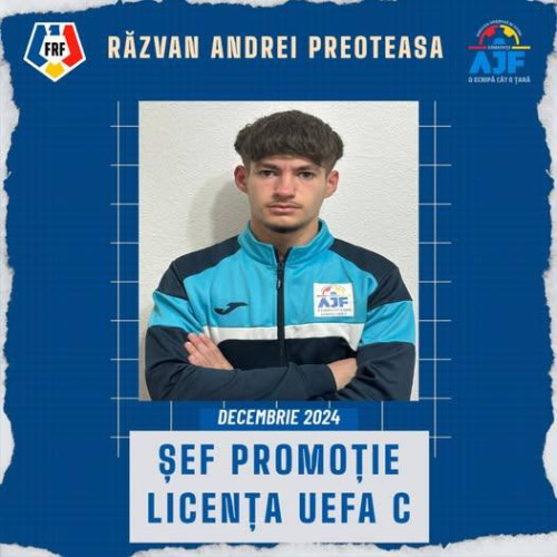 Promotia Decembrie 2024 a cursului pentru Licenta UEFA C, cu 100% promovabilitate