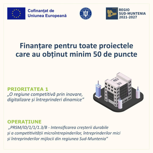 Oportunitate de finanțare pentru mediul privat din Sud-Muntenia