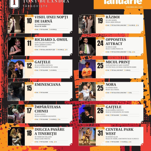 Teatrul Tony Bulandra din Târgoviște a publicat oferta de spectacole pentru ianuarie 2025