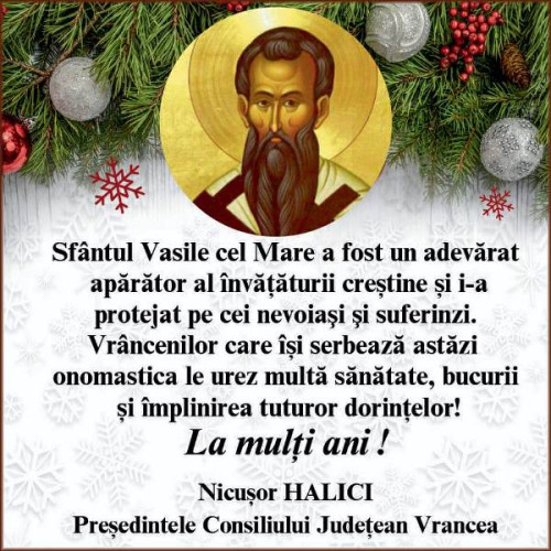 Sărbătoarea Sfantului Vasile cel Mare