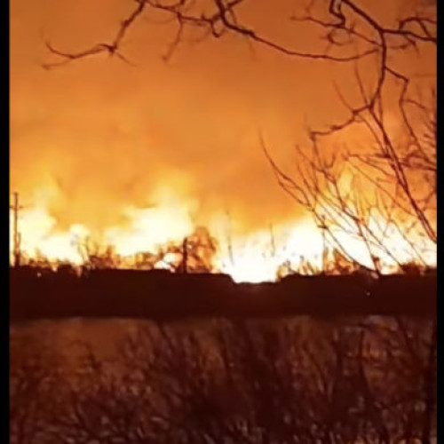 Incendiu de vegetație în Delta Dunării, în apropiere de Sulina