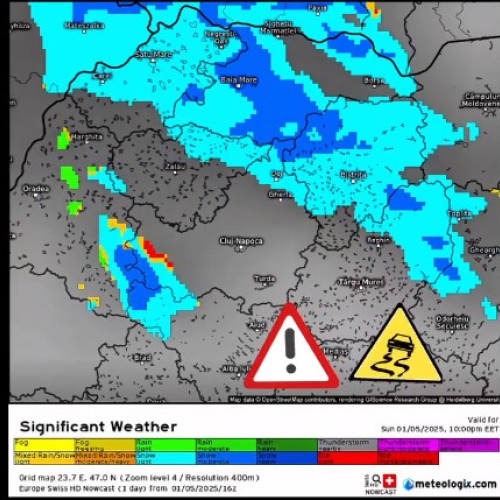 Alerte meteo pentru polei și viscol în nordul României