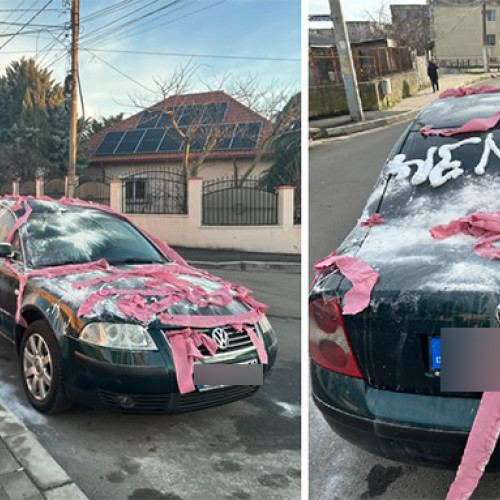 Mașină vandalizată pe strada Libertății din Mangalia