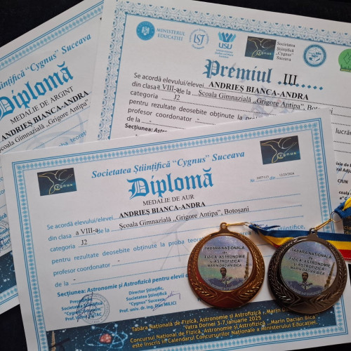 O elevă din Botoșani, premiată la Concursul Național de Astronomie și Astrofizică