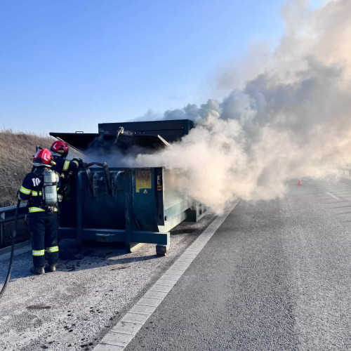 Incendiu pe Autostrada A10 Sebeș - Alba Iulia