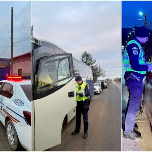 Activitate de control a poliției rutiere pentru siguranța transportului de persoane