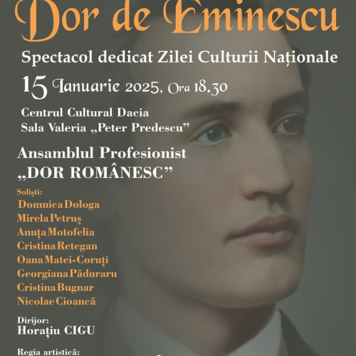 Spectacolul "Dor Românesc" se va desfășura la Sala "Valeria Peter Predescu"