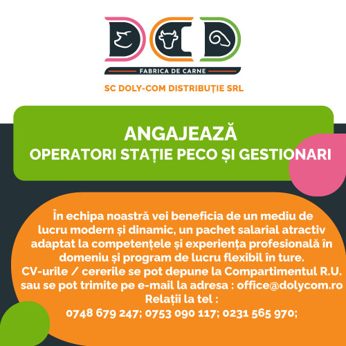 Doly Com Distribuție Botoșani angajează operatori stație peco și gestionari