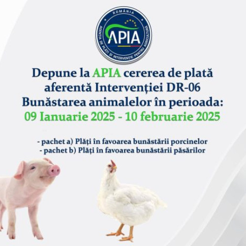 APIA anunță termen limită pentru cererile de plată pentru bunăstarea animalelor