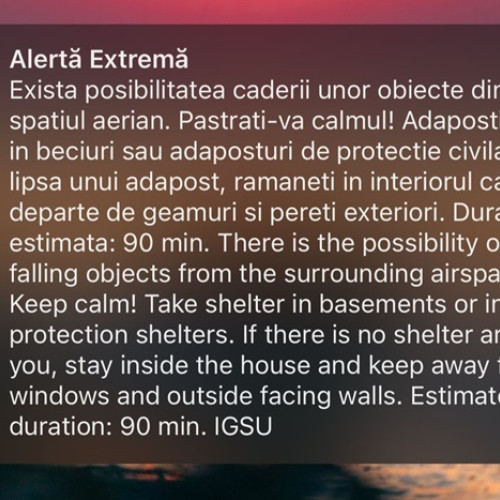 Avertizare RO-Alert în județul Tulcea după atacuri cu drone
